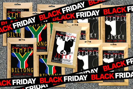 5 x 50g Beef Jerky + 5 x 50g Biltong + 1 gratispåse Pork Jerky